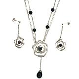Silver Pearl Necklace Dangle Earring Modern Leaf Design Jewelry Set in Gift Box Bucasi SALE