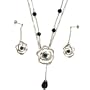 Silver Pearl Necklace Dangle Earring Modern Leaf Design Jewelry Set in Gift Box Bucasi SALE