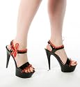 Candy - Black/Red Ribbon Patent Stiletto Court 6 inch High Heel Sandals