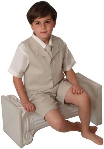 G266 SHORT SET Cotton/linen Blend Summer Suit Baby/Toddler (X-Large/18-24 Months, Natural)