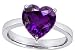 5.00 cttw 14k White Gold Plated 925 Sterling Silver Large Heart Shape Solitaire Engagement Ring with Created Amethyst Size 6