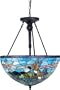 Lite Source C7858 Neka Ceiling Lamp, Antique Bronze with Tiffany Shade