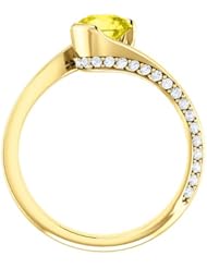 14K Yellow Gold 6.00mm Round Cut Yellow Sapphire and Diamond Ring -- LIFETIME WARRANTY