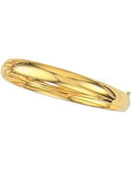 14K Yellow Gold 07" 8.0mm Plain Polish Round Domed Classic Bangle With Clasp