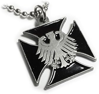 Eagle Iron Cross Military Charm Pendant Necklace with Ball Chain
