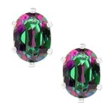 2.90 Ct Oval 8X6mm Mystic Green Topaz 925 Sterling Silver Earrings