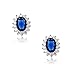 Sterling Silver Oval Created Sapphire/Tanzanite/Mystic Topaz Princess Diana/Kate Middleton Earrings