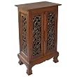 Handmade Asian Furniture - 32" Flower Vines Storage Cabinet / End Table - Dark Rich Finish
