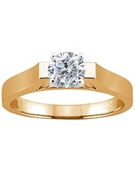0.50 Ct Round H/I I1 Diamond Yellow Gold Plated Sterling Silver Solitaire Ring