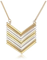 Kensie "Luster Factor Metal" Two Tone-Plated Chevron Long Pendant Necklace, 33.75"