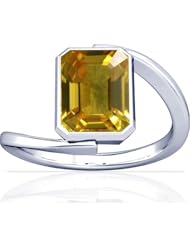 Platinum Emerald Cut Yellow Sapphire Solitaire Ring