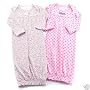 Carters 2 pack Sleeplikely Gowns 3 Month+ Girls/Boys/Neutral- Fits up to 24 inches (Girls- Sheep-Pink/Floral)