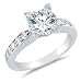Cheap Size 9 – Solid 14k White Gold Round Brilliant Cut Solitaire with Round Side Stones Highest Quality CZ Cubic Zirconia Engagement Ring 1.5ct. On Sale