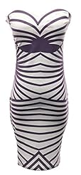 Sexy Strapless Cotton/Polyester Striped Print Cocktail   Ball Gown Bodycon Dress/Club Dress/Prom Dress/Party Dress 