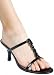Dressy Fashion Jem Decorated T-Strap Slide from Hot Fash Shoes - JOBEN Black