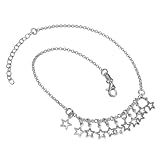 VINANI German 925 Sterling Silver Anklet Stars 9" up to 10.6" Inch FSR