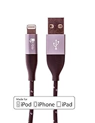 Wireless: [Apple MFi Certified] K-ble ? 6.5 Feet / 2 M Long Premium Rugged Braided Lightning Cable with Aluminum Casing & Extended Rubber Strain Protectors for Apple iPhone 6 / 6 Plus / 5 / 5C / 5S, iPad Air, iPad 4th gen, iPad Mini, iPod Nano (7th gen), iPod touch (5th gen) - (Black/Grey Color) - K-ble