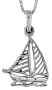 Sterling Silver Sailboat Pendant, 1 1/8 in. (28mm) tall