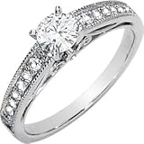 Gorgeous! Women's 14k White-gold Moissanite 5MM (1/2CT) & 1/6 CT TW Diamond Engagement Ring