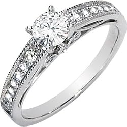 Gorgeous Women's 14k White-gold Moissanite 5MM (1/2CT) and 1/6 CT TW Diamond Engagement Ring