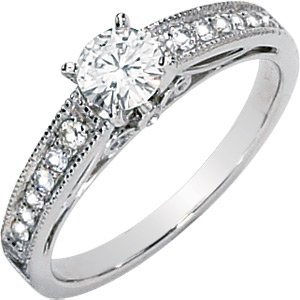 Gorgeous! Women's 14k White-gold Moissanite 5MM (1/2CT)  &  1/6 CT TW Diamond Engagement Ring