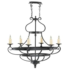 Murray Feiss F2277 6AF King's Table Six-Light Chandelier, Antique Forged Iron with... by Murray Feiss