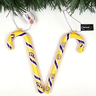 Buy LSU TIGERS CANDY CANE CHRISTMAS ORNAMENTS SET (6) by Forever Collectibles
