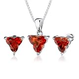 Ultimate Desire: 10.50 carat Tri Flower Cut Padparadscha Pendant Earring Set in Sterling Silver
