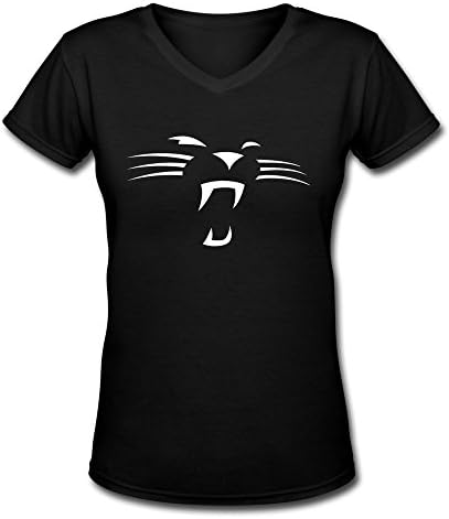 YesHD Women's Carolina Panthers Logo V-Neck T-shirt Black XXL