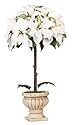GKI Bethlehem Lighting White Velvet Poinsettia 36-Inch Single Topiary Christmas Tree with 35 Clear Mini