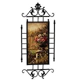 Oil Painting On Canvas Floral w/Wrought Iron Frame Wall Decor