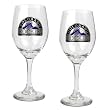 Colorado Rockies MLB 2pc Wine Glass Set - Primary Logo by Great American Products