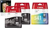 2x Genuine Canon Black & 1x Colour Printer Ink Cartridges for Canon Pixma MG3150 & 10x FREE HP Advanced Glossy Photo Paper