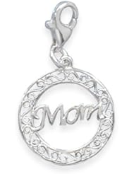 Mom Charm with Lobster Clasp, Sterling Silver