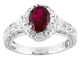 STERLING SILVER 3.42CTW BELLA LUCE RUBY COLOR SIMULANT AND DIAMOND SIMULANT RING