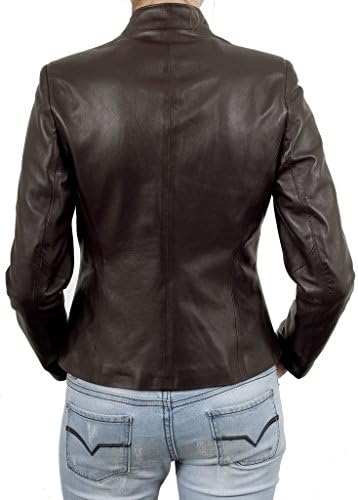 SkinOutfit Women's Moto Leather Jacket WJ 0118 Large Dark Brown