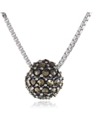 Judith Jack "Mini Items" Sterling Silver, Marcasite Fireball Pendant Necklace, 18"