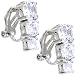 Silver Cubic Zirconia ROUND Trio CLIP Earrings