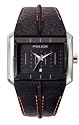 Police Matrix gents black leather strap and black dial watch