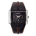 Police Matrix gents black leather strap and black dial watch