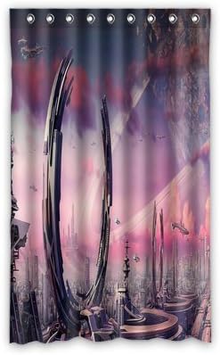 Comfortable Transport City rings Spaceships Planets Window Curtains/drape/panels/treatment Polyester Fabric Office/Home/Bedroom Decor 52"x 84"