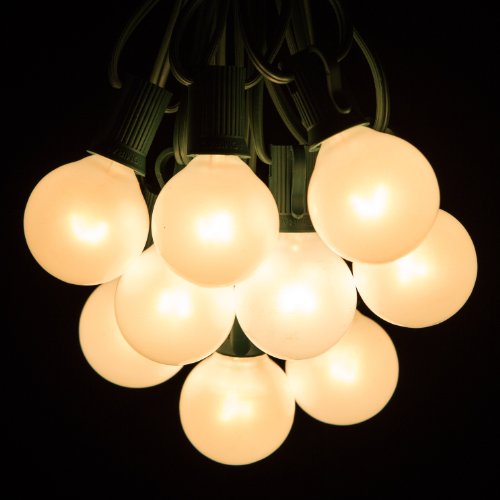 Cheap Price 100 Foot Globe Patio String Lights Set of 100 G40 White Pearl Bulbs with Green