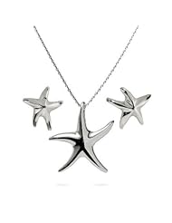Sterling Silver Starfish Necklace and Earrings Set