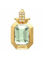 14K Yellow Gold Emerald Cut Prasiolite (Green Amethyst) Pendant -- LIFETIME WARRANTY