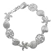 Sterling Silver Bracelet with Various of Sea Shells
