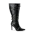 Womens WIDE WIDTH Boots WIDE CALF Sexy Boots Gothic Style 3 3/4 Inch High Heel Boot Pointed Toe Black