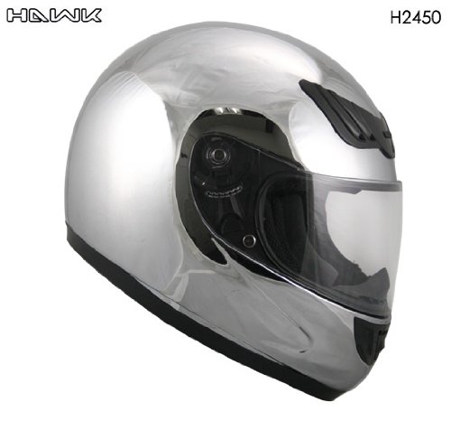 Advance HAWK Chrome Full Face Motorcycle Helmet - Size : Large