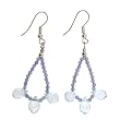 Handmade Blue Aquamarine Dangle Earrings With Silver Beads