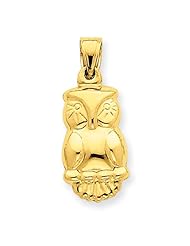 3-D 14k Gold Puffed Owl Pendant
