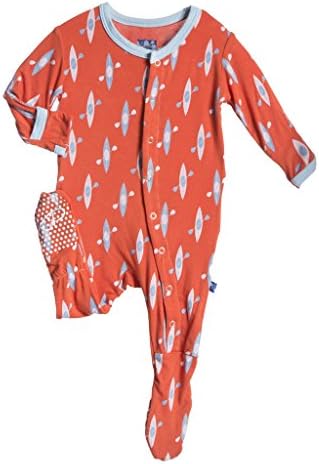 KicKee Pants Little Boys Footie Pajama- Frisbee Kayak, Newborn